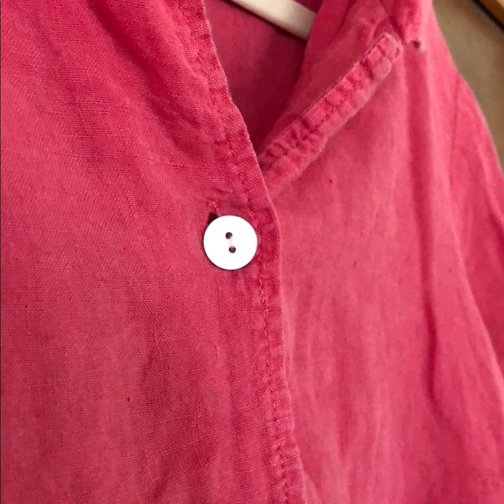 Flax Vibrant Pink Linen Blouse - Picture 6 of 7